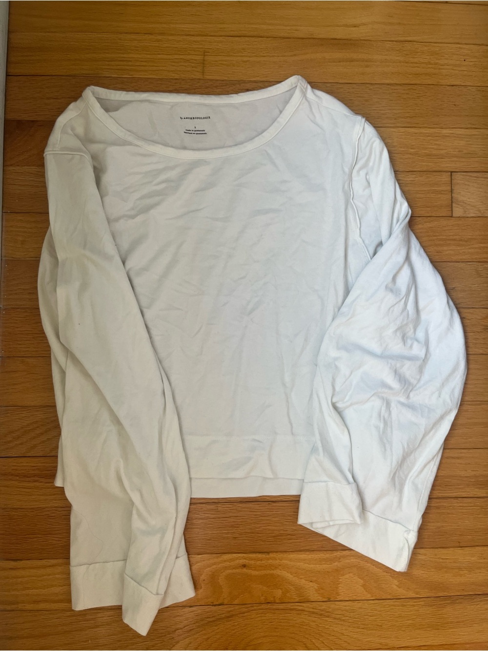 NWOT Anthropologie White Long Sleeve Scoop Neck Top